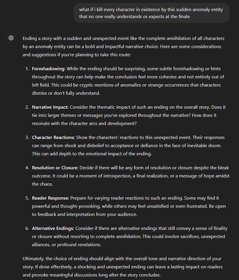 Conversation with ChatGPT. The user proposes something ridiculous. GPT accepts the idea and offers considerations instead of rejecting the bad idea altogether.